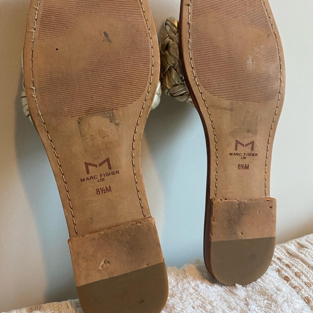 Marc Fisher Braided Metallic Slide Sandals in Gold - Picture 3 of 7